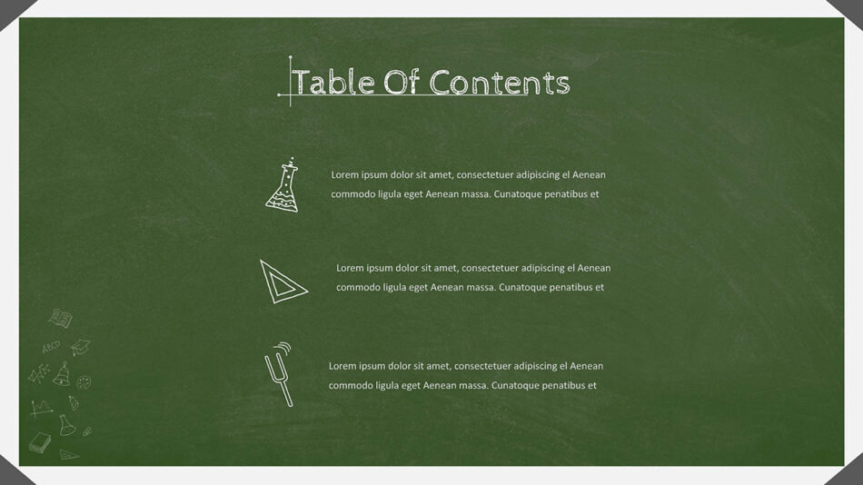 Table Of Contents Slide Of Chalkboard Slides Theme For Google Slides ...