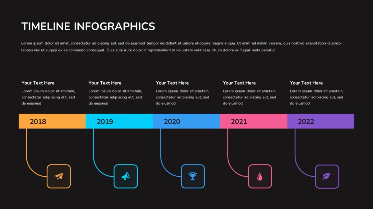 Steps Dark Theme Timeline Slide Slidekit