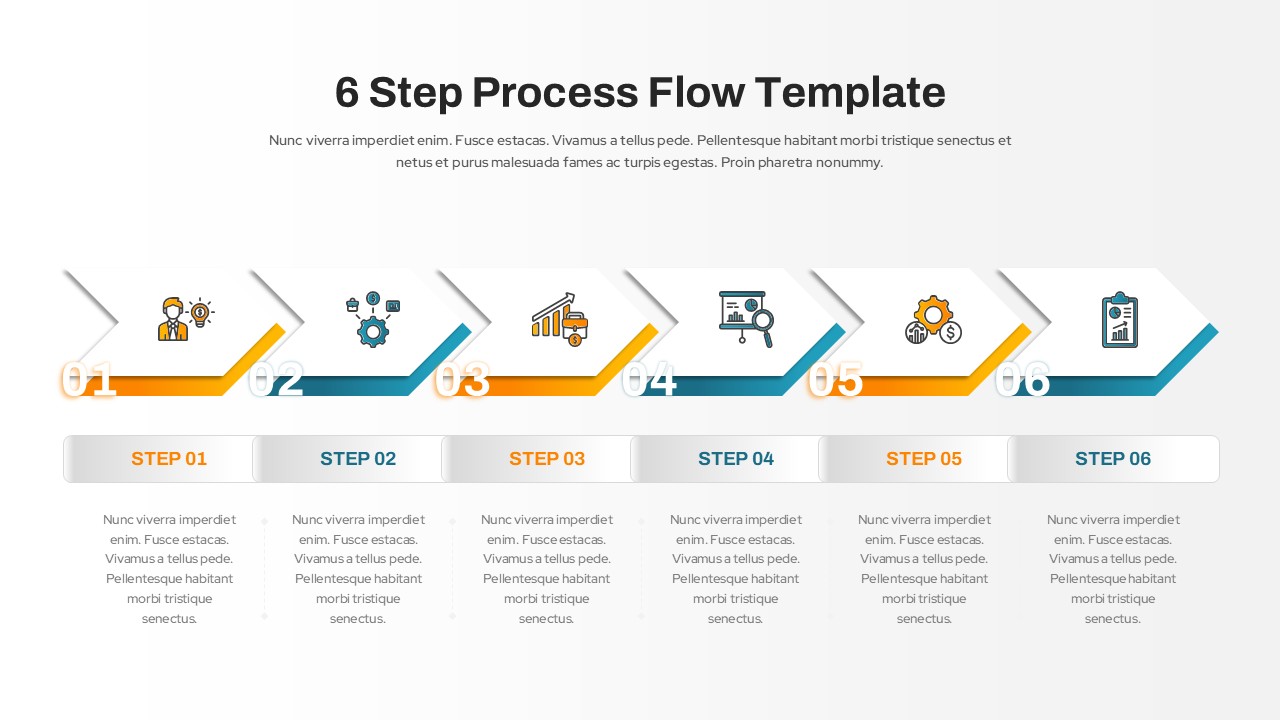 6 Step Process Flow Template For PowerPoint And Google Slides SlideKit