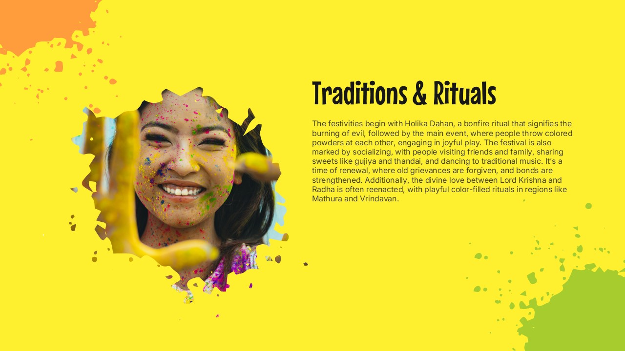 Holi Traditions And Rituals Presentation Template Slidekit