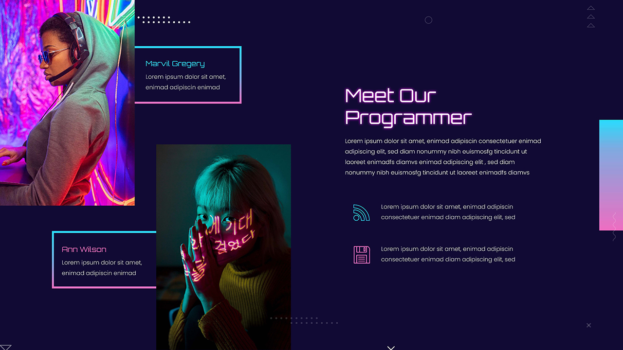 Neon Technology PowerPoint Template - SlideKit