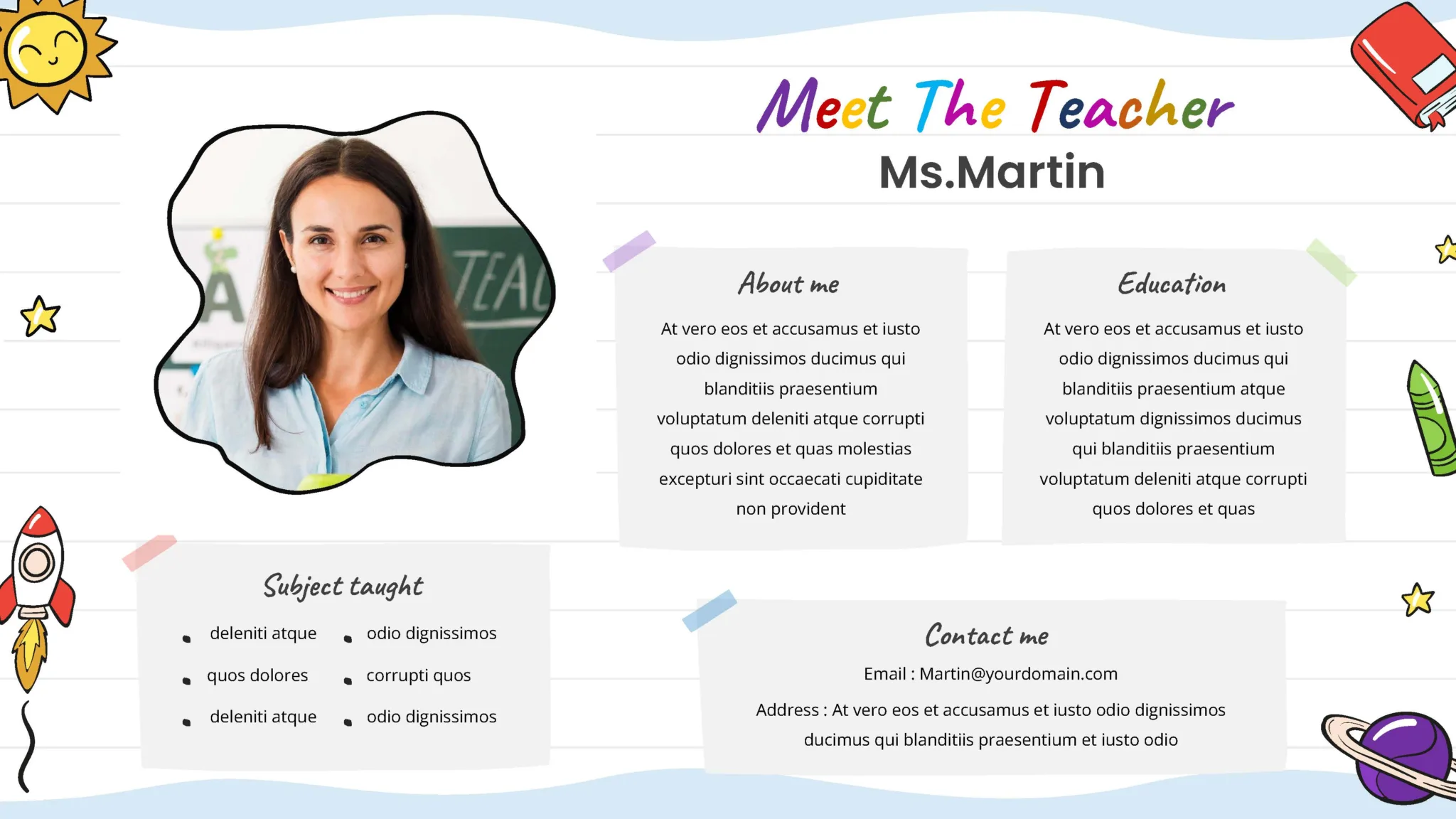 Free Meet The Teacher Presentation Templates For Google Slides