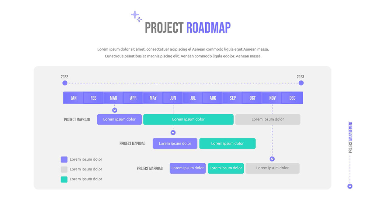 Project roadmap slide for project plan google slides template - SlideKit