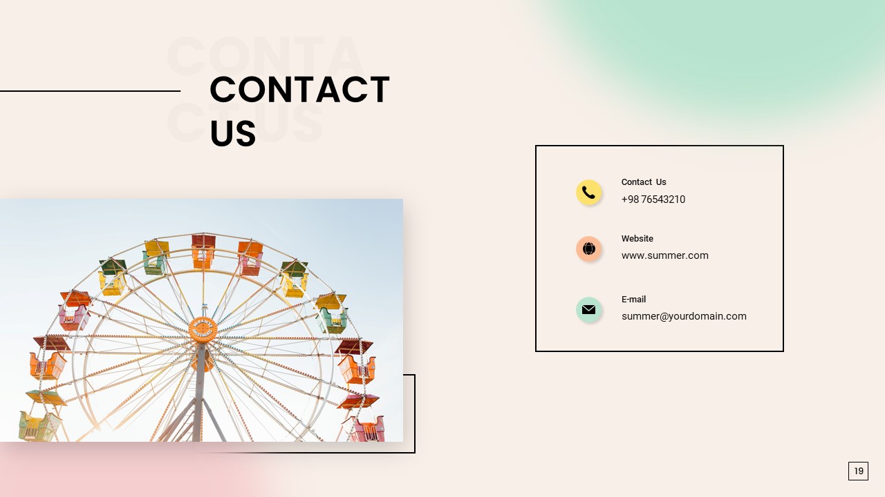 Summer Theme Contact Us PowerPoint Template - SlideKit