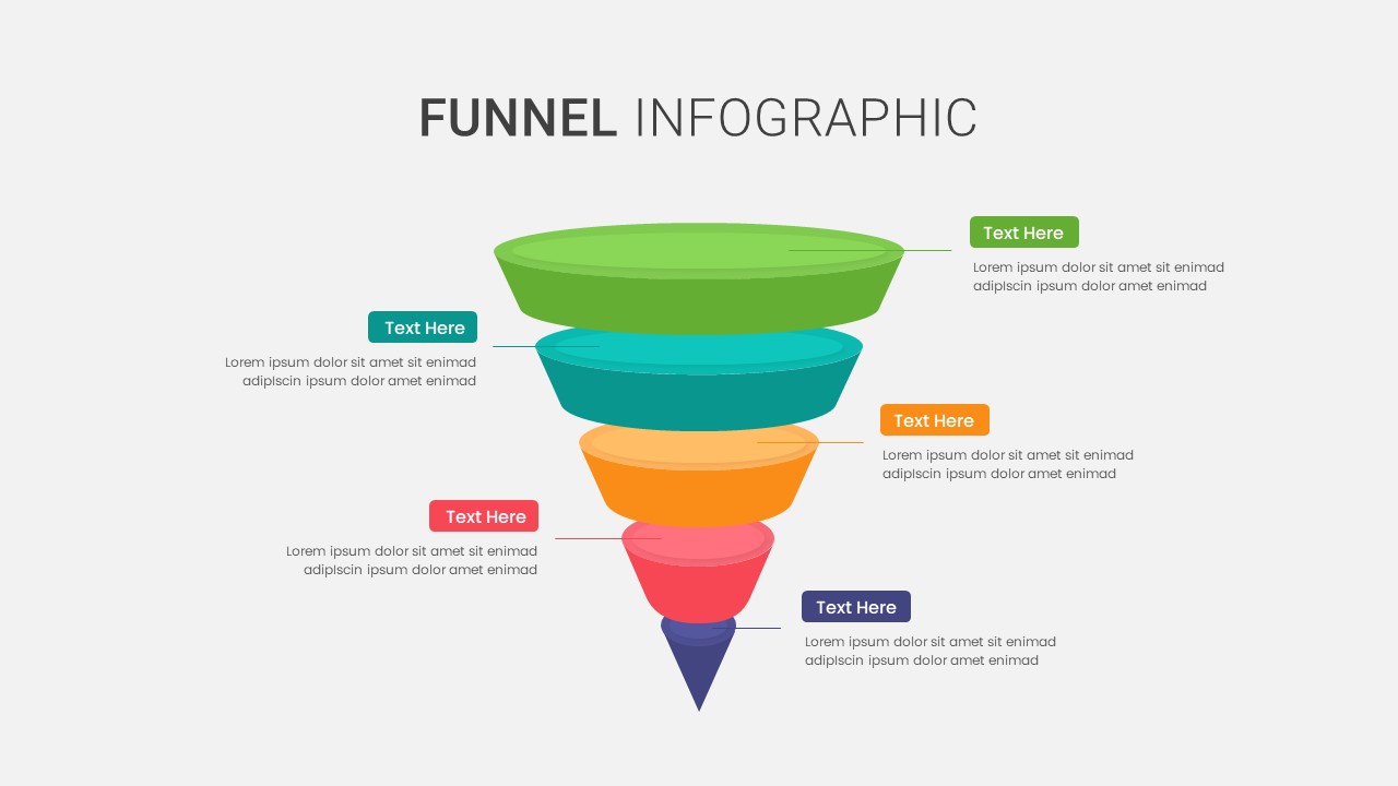 5 Steps Funnel Template For Powerpoint
