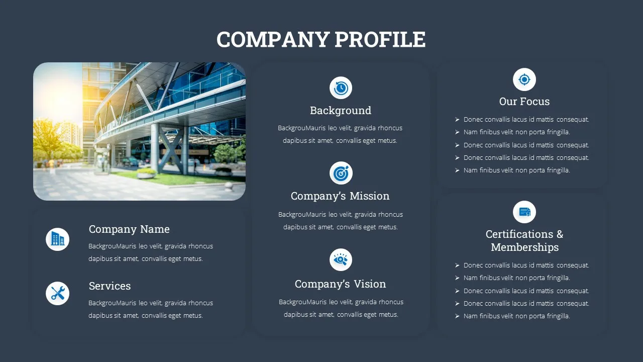 presentation slide for company profile