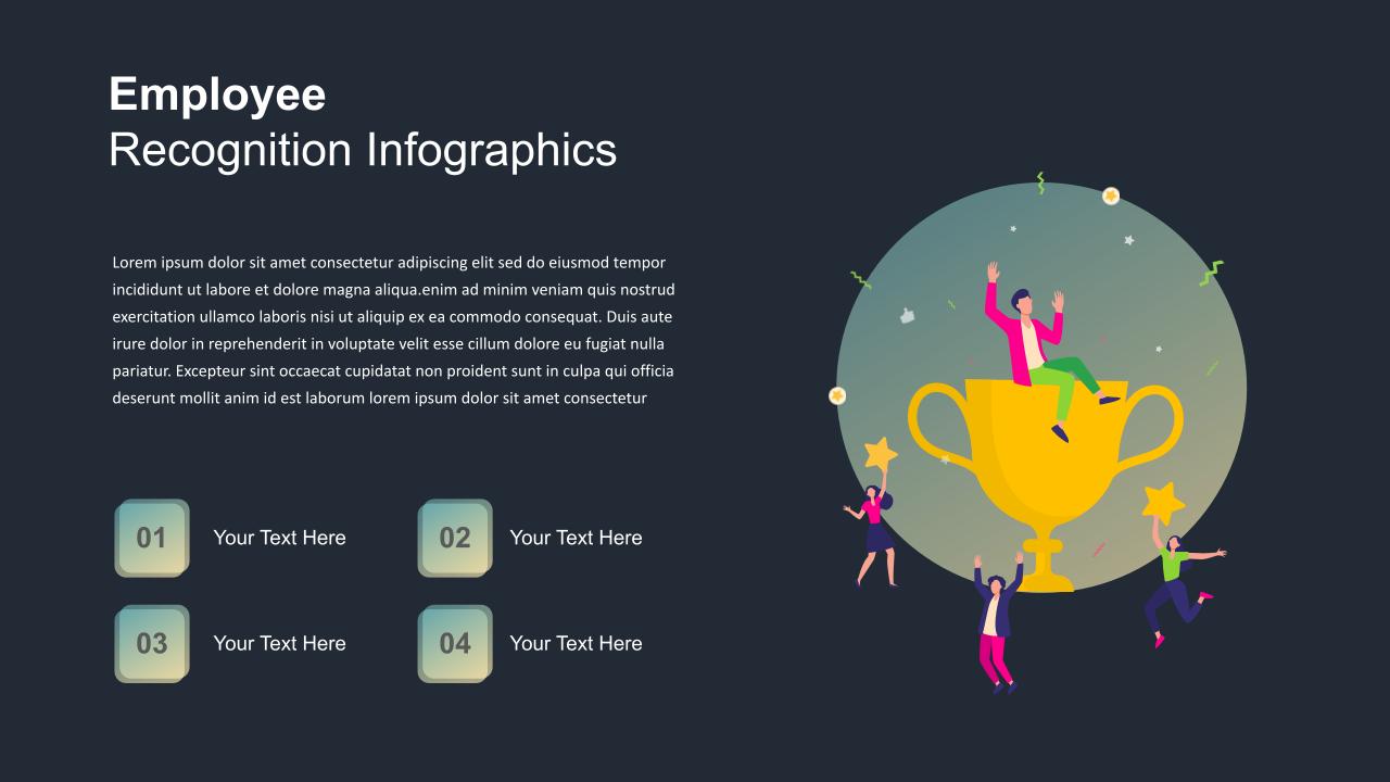 Dark Theme Employee Recognition PowerPoint Slide - SlideKit