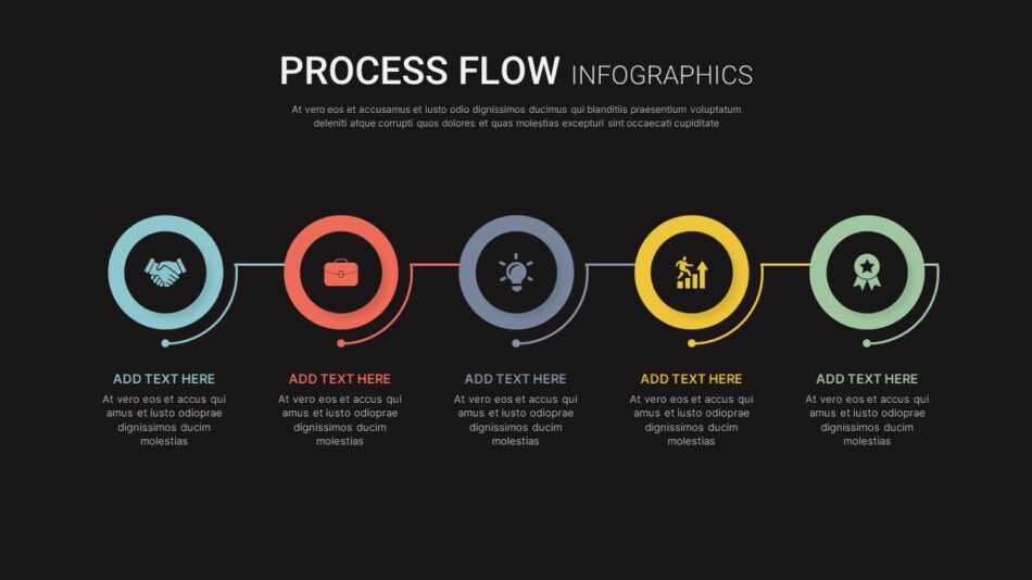 Dark Theme Process Flow Infographic Template - SlideKit