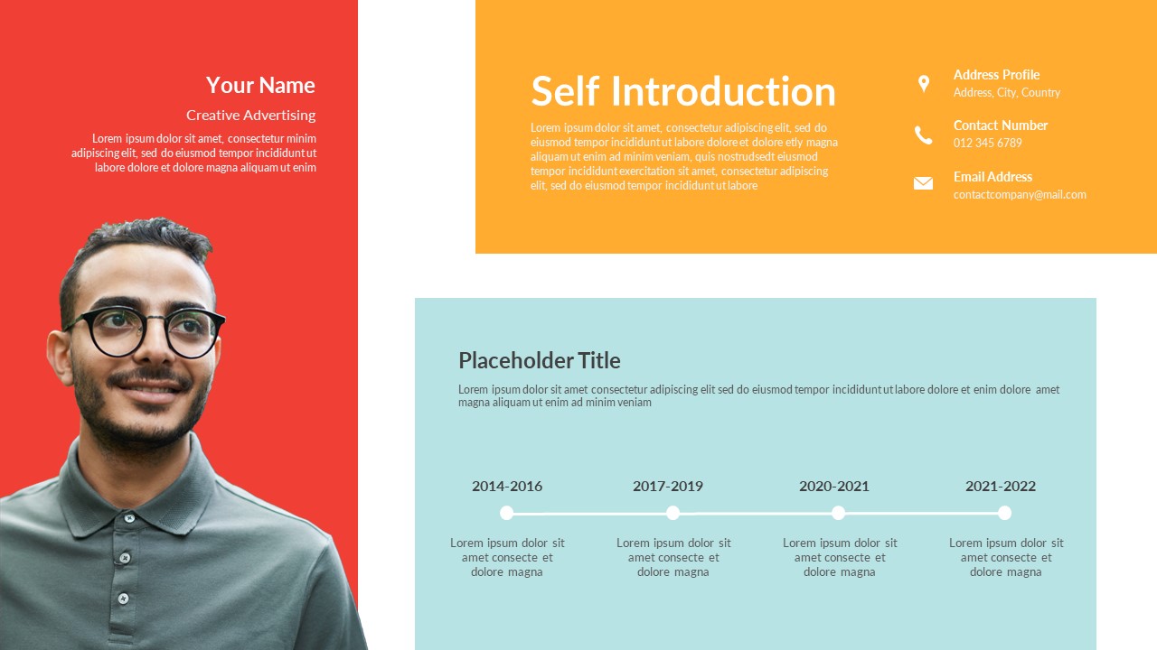 Colourful Self Introduction Powerpoint Presentation Templates and Google Slides