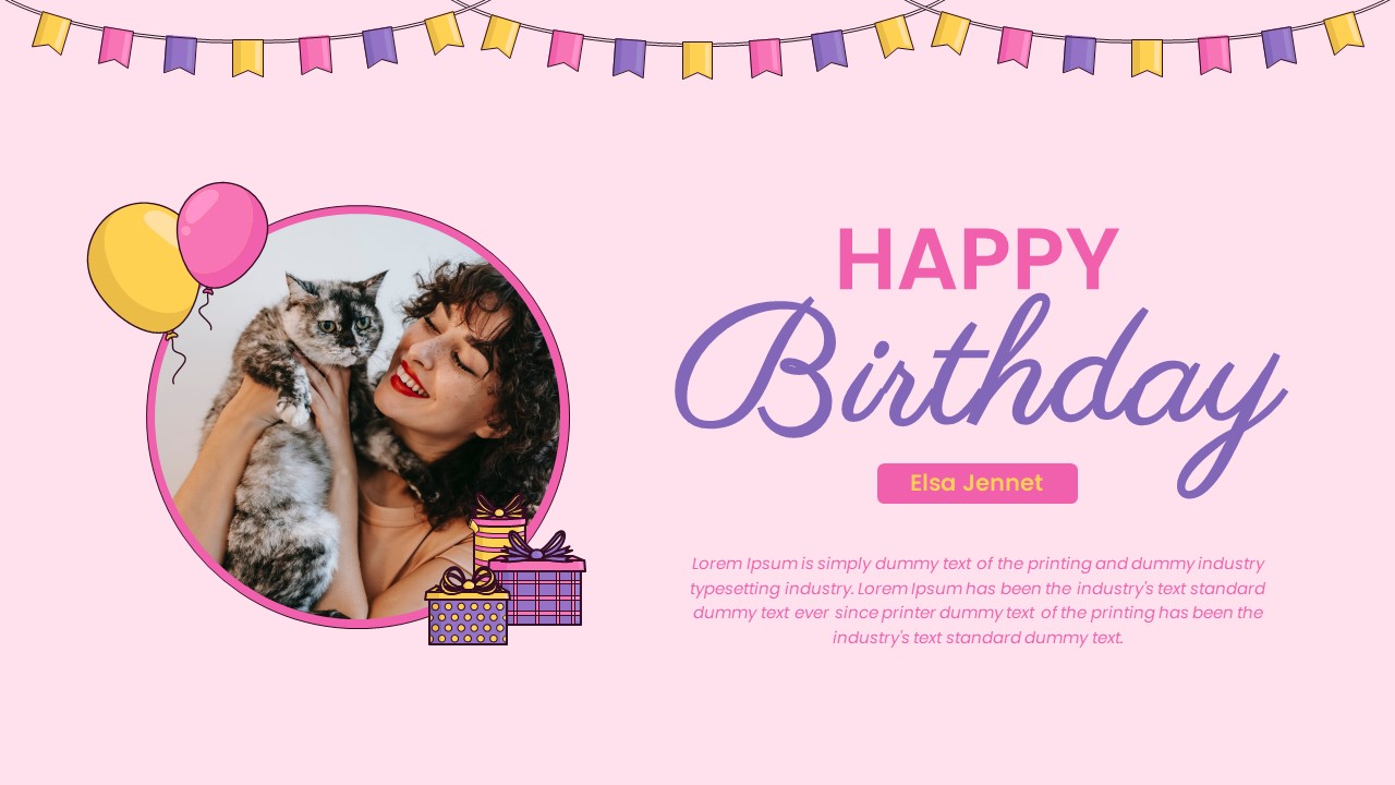 Cute Happy Birthday PowerPoint Template and Google Slides