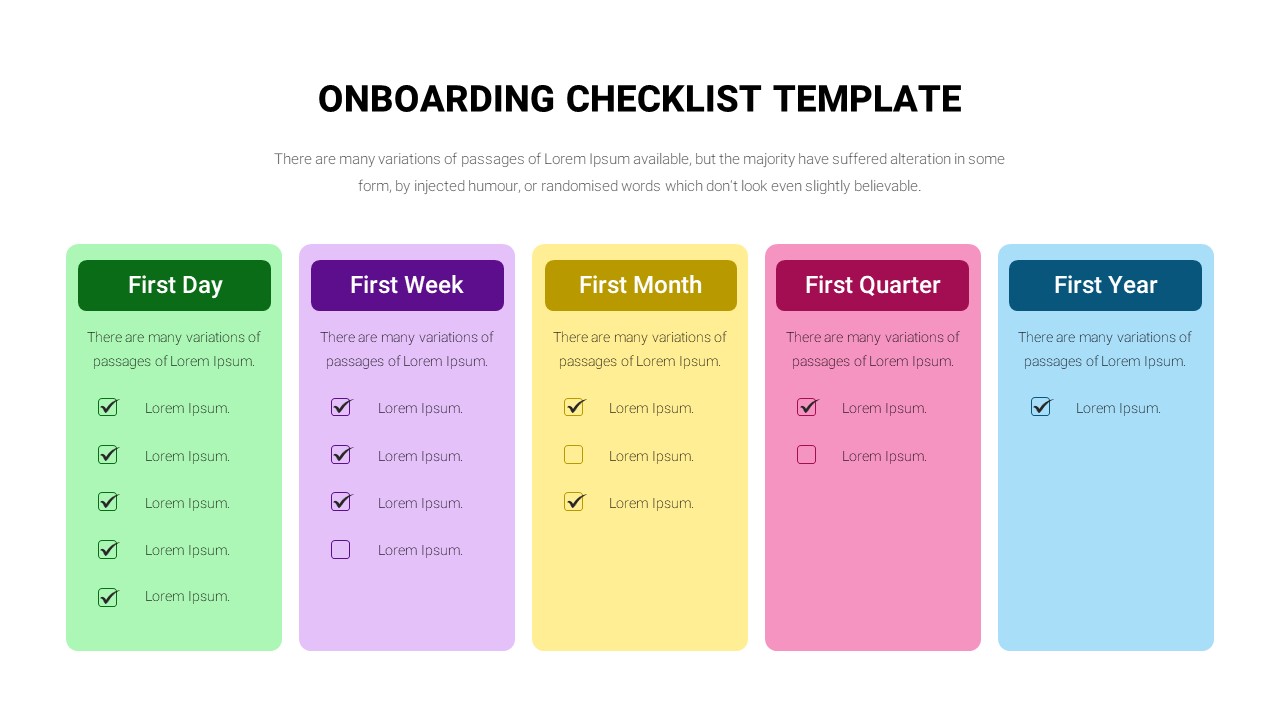 New Employee Onboarding Checklist Ppt Template