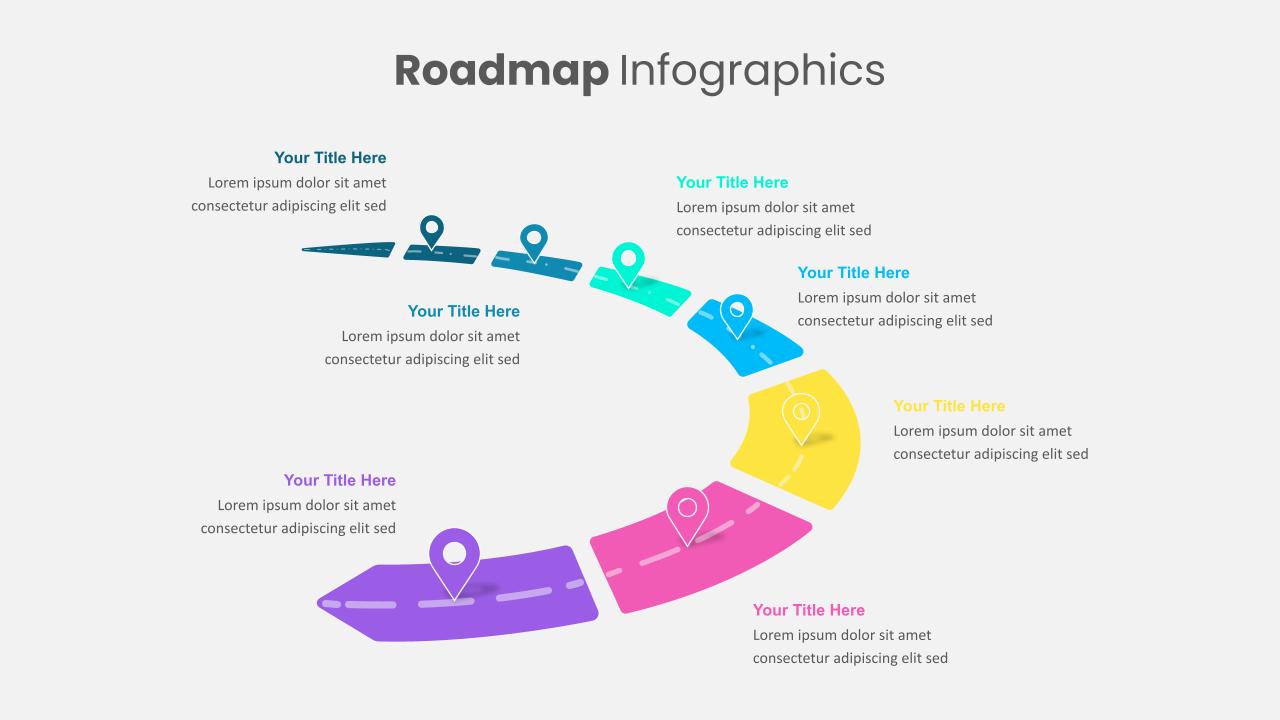 Colorful Semi Circle Roadmap Template For PowerPoint