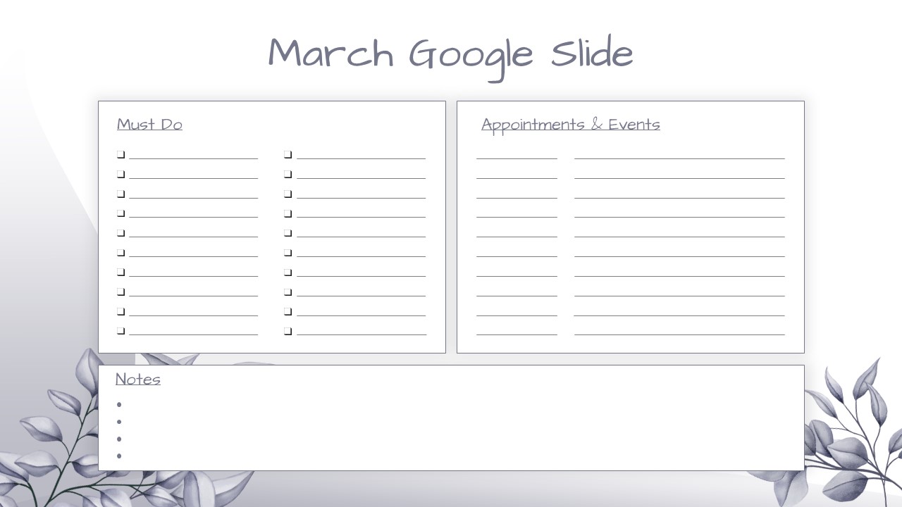 March To Do List PowerPoint Template