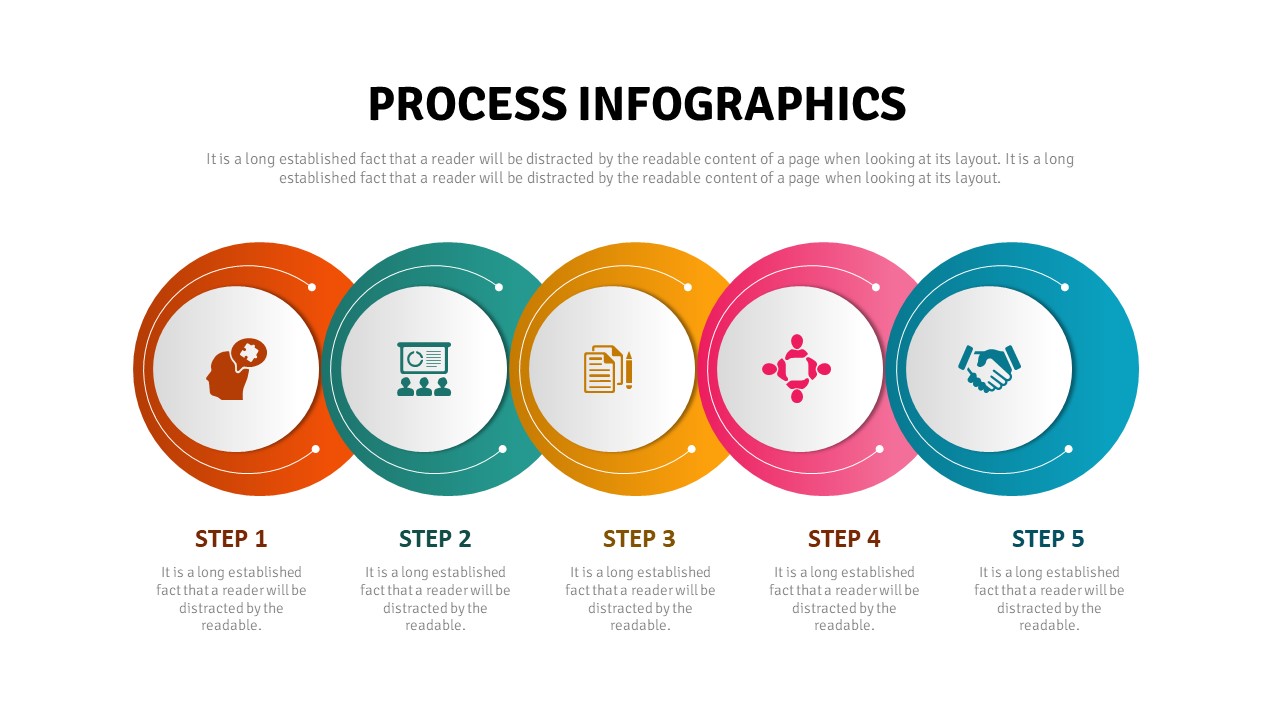 5 Step Process Flow PPT Template and Google Slides - SlideKit