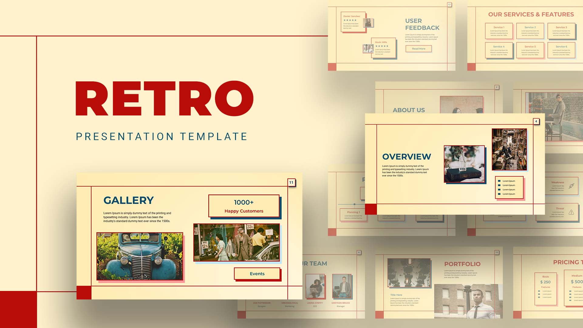 Retro Style PowerPoint Templates Mockup