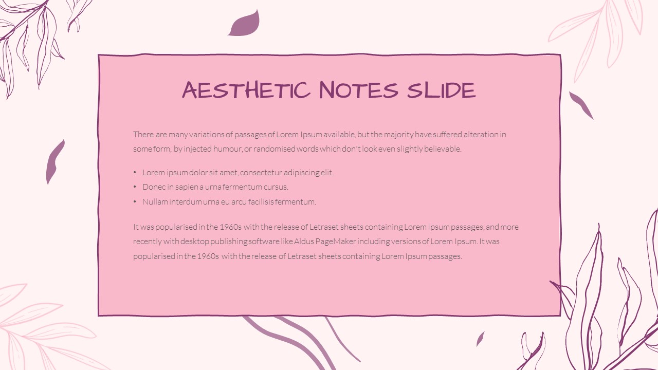 Aesthetics PowerPoint Presentation Notes Template For Students