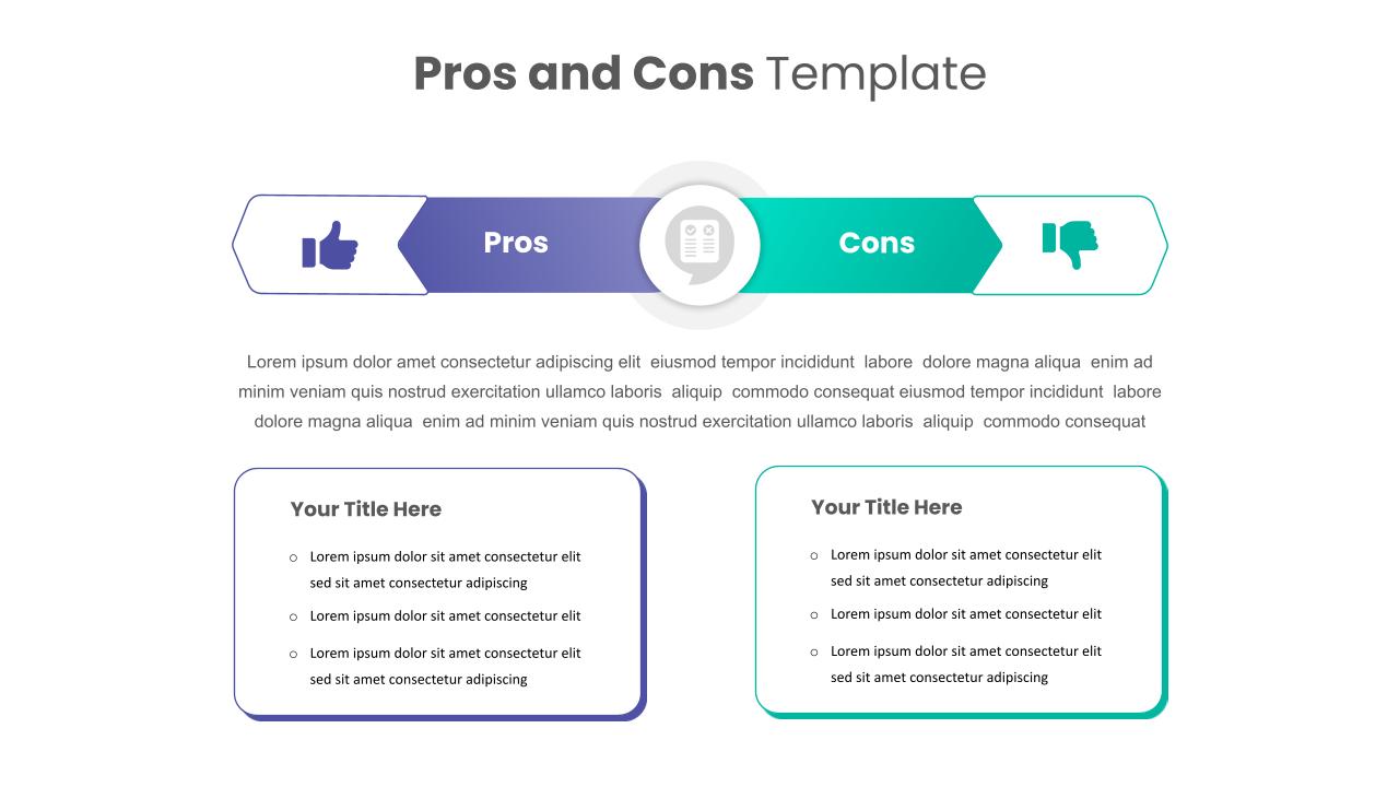 Attractive Pros And Cons Presentation Template