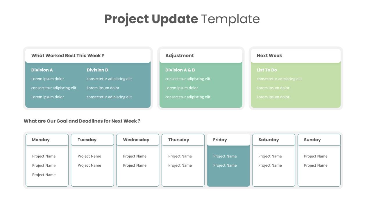 Project Update and Weekly Planner PowerPoint Template