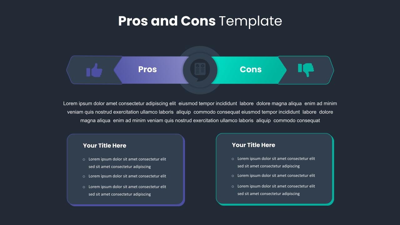 Pro and Con Comparison PowerPoint Template and Google Slides - SlideKit