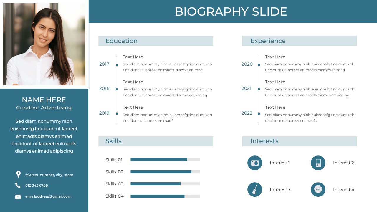 Professional Biography PowerPoint Template - SlideKit