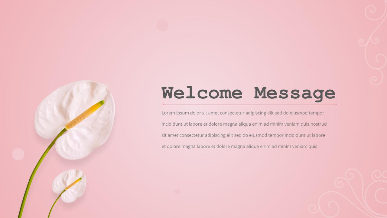 Welcome Message Floral Background PowerPoint