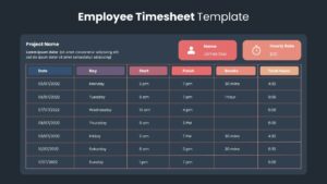 Dark Theme Timesheet Template - SlideKit