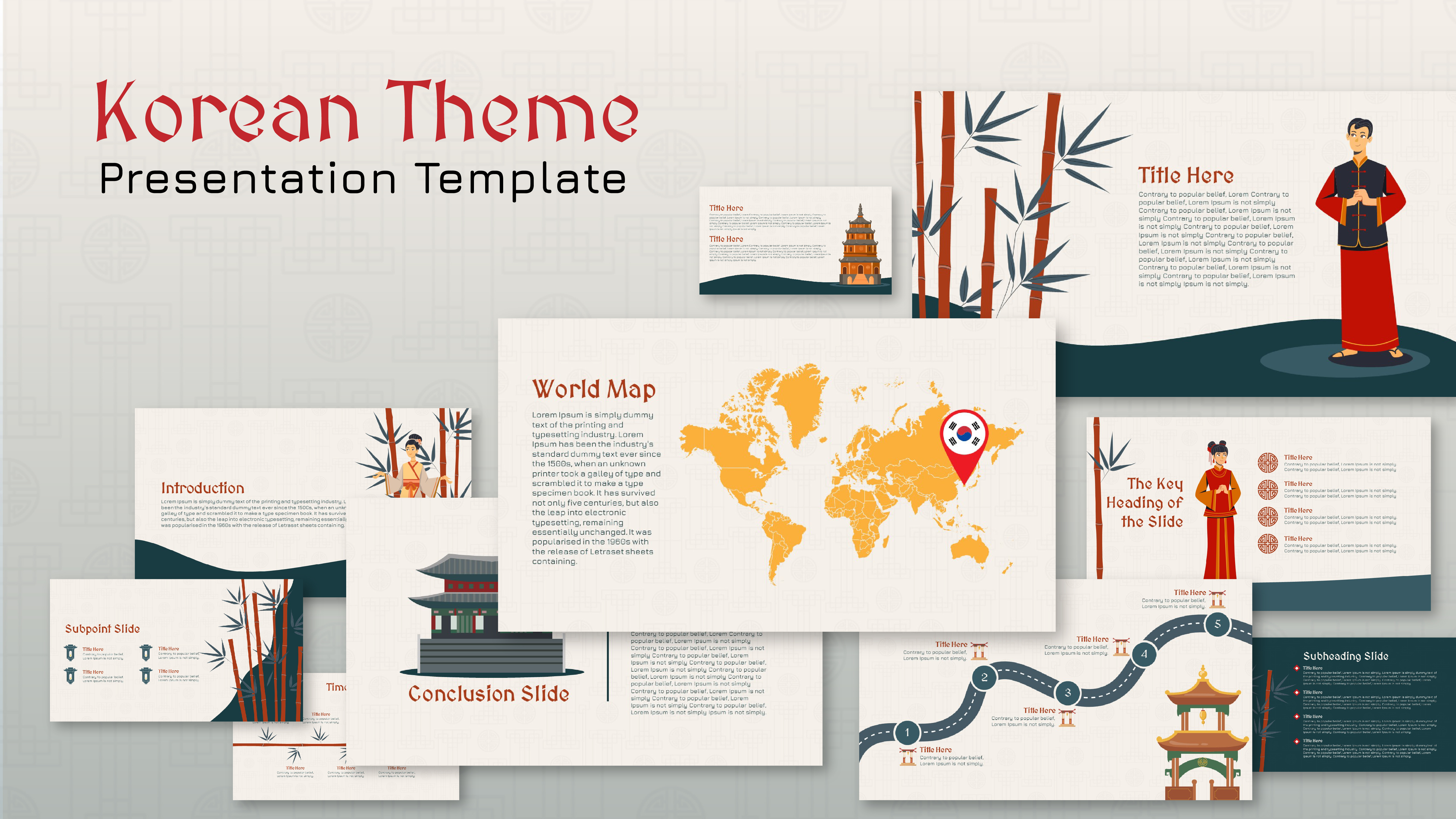 Free Korean Theme PowerPoint Template Featured Image