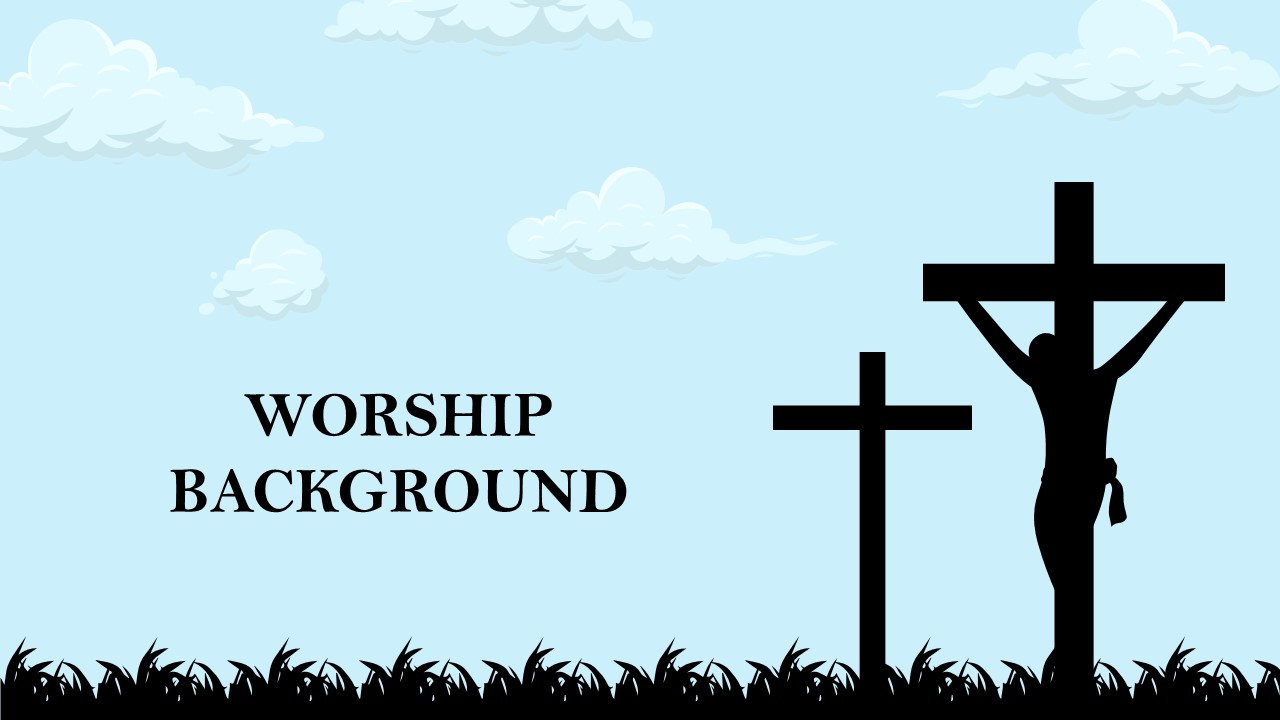 Worship PPT Background Template With Cross and Crucifixion Scene