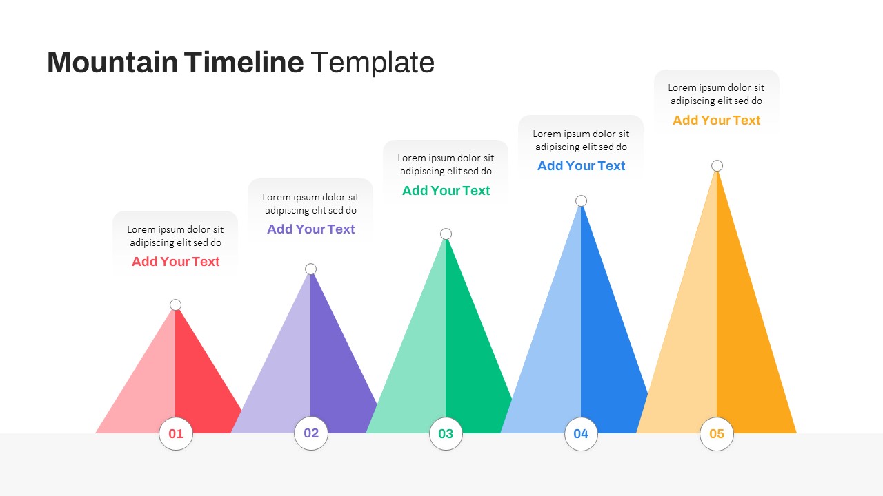 5 Level Mountain Timeline Milestones PowerPoint Template