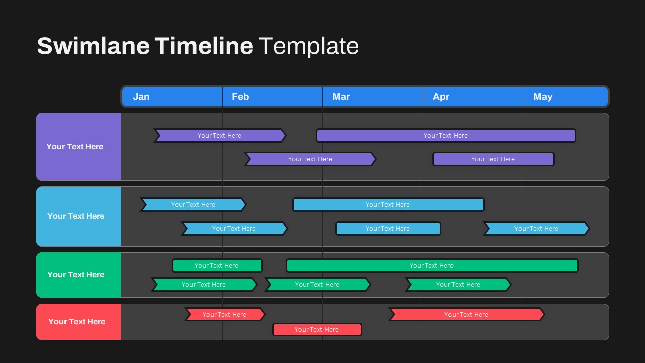 Swimlane Timeline Presentation PPT Template - SlideKit