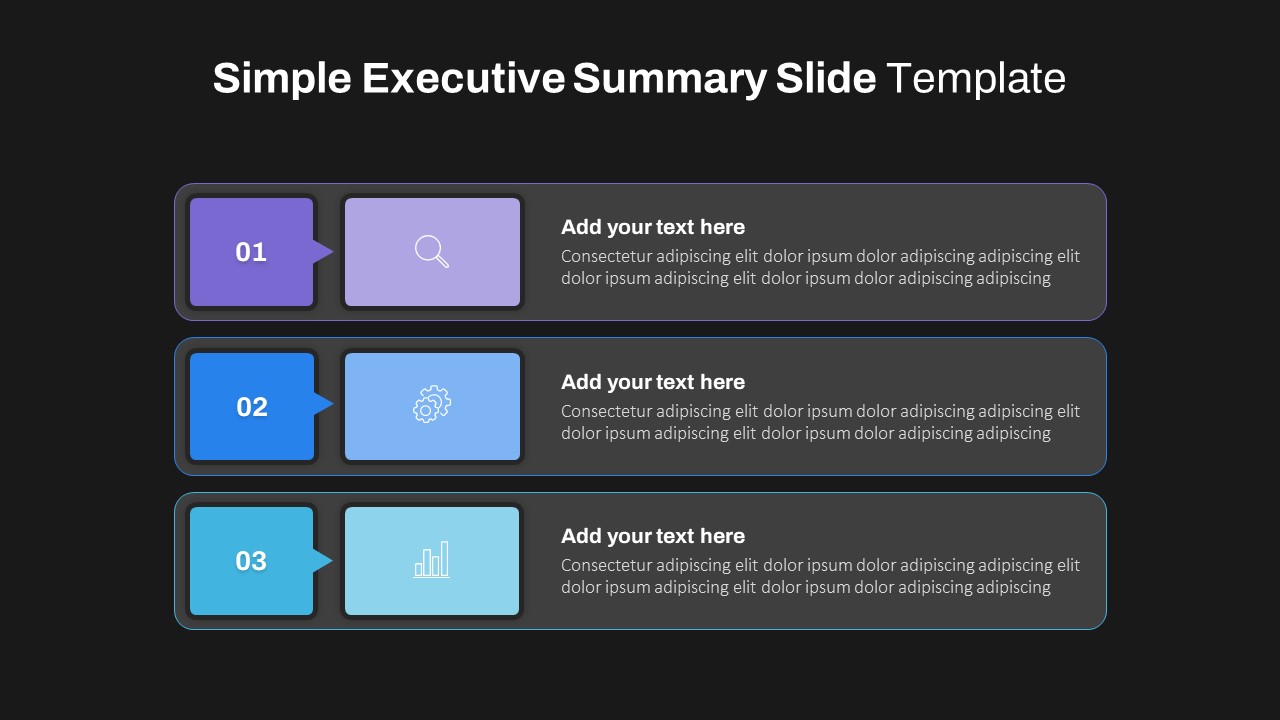 Executive Summary Template For PPT Dark Theme - SlideKit