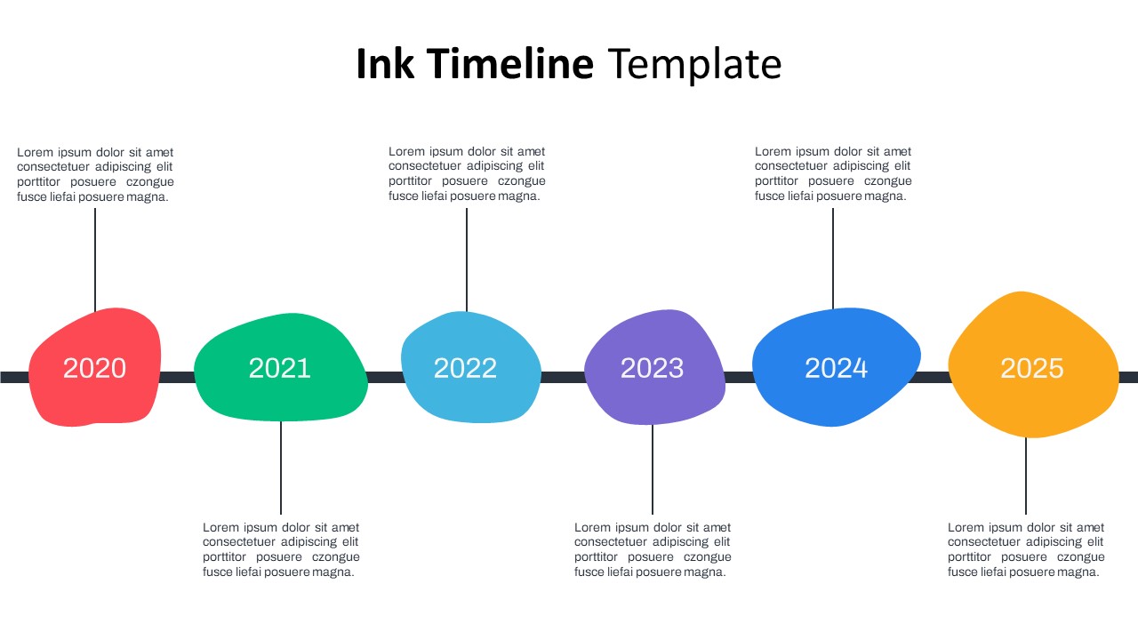 Multi Year Ink Design Timeline Infographic Template For PowerPoint