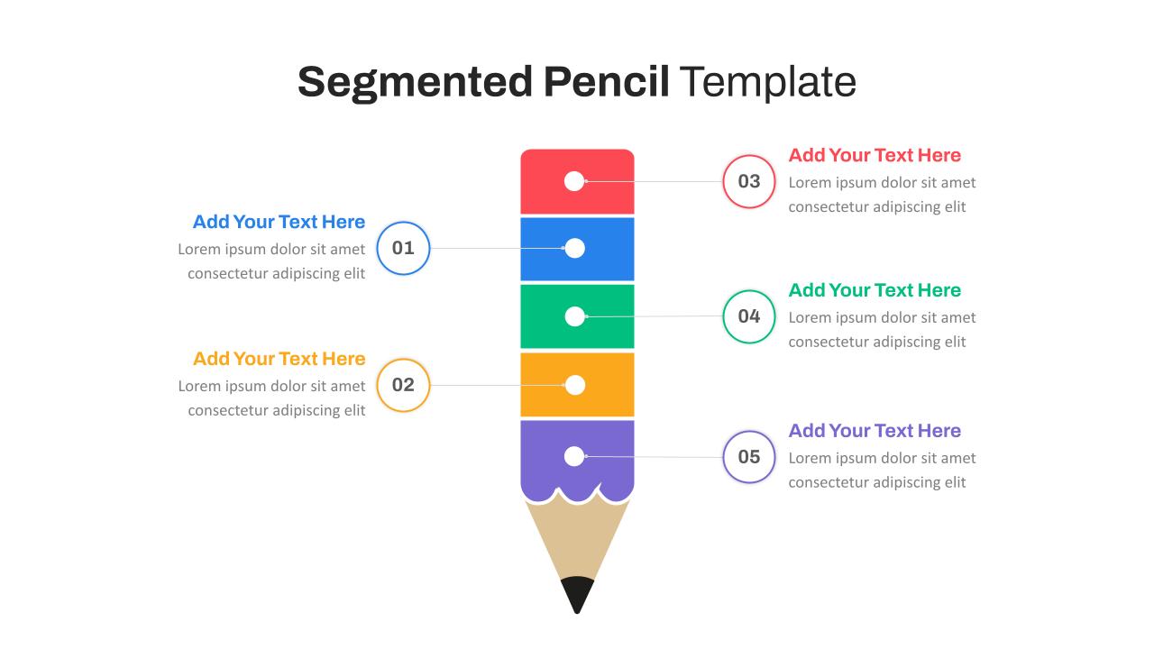 Segmented Pencil PowerPoint Template For Step By Step Process Presentation