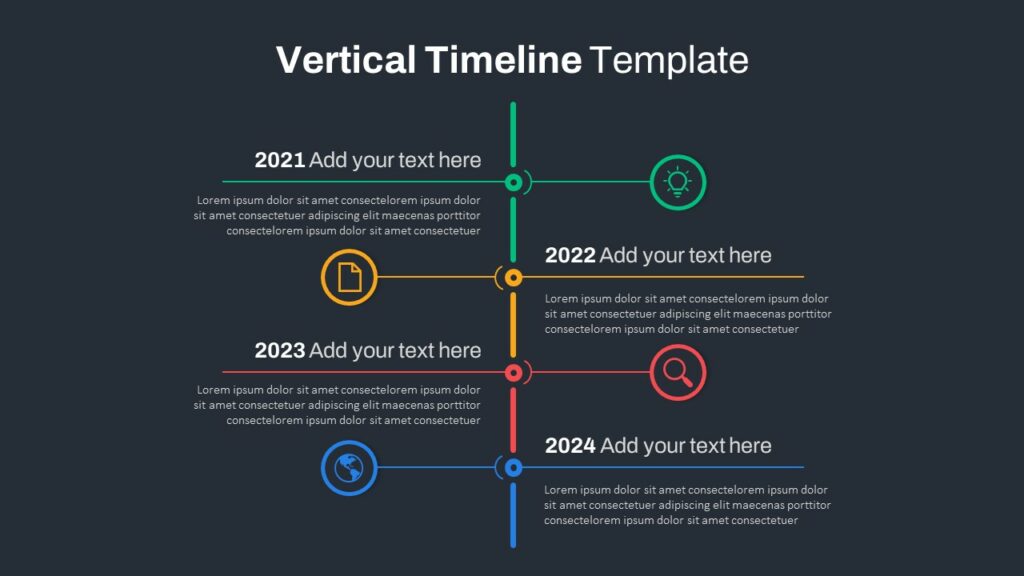 Dark Theme Timeline On Powerpoint Slide - SlideKit