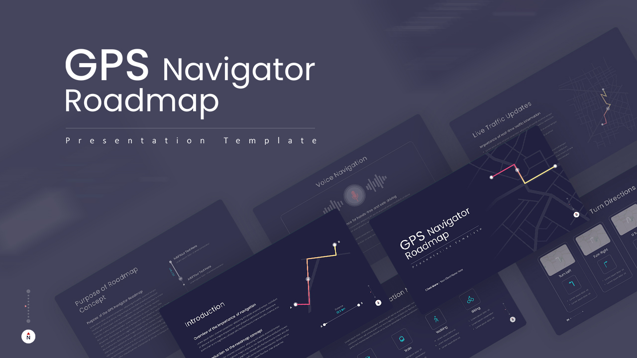 GPS Navigator Roadmap Template For Powerpoint and Google Slides