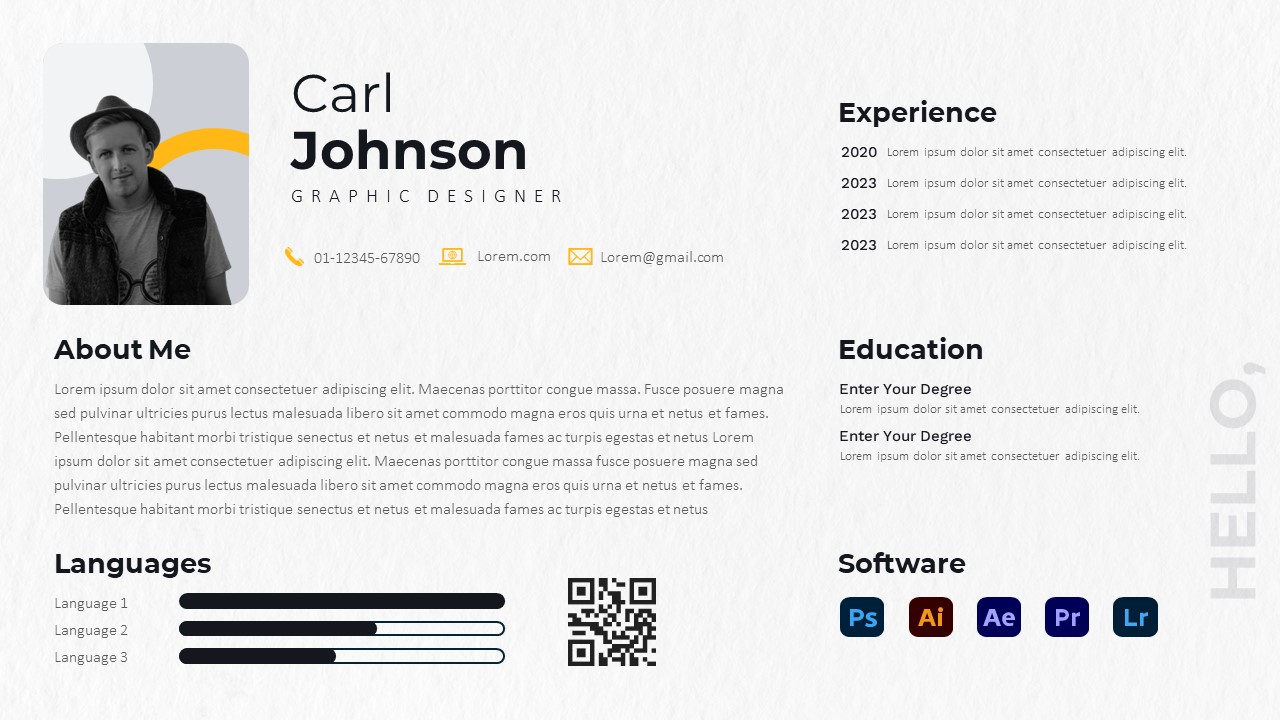 Modern Graphic Designer Resume Template for PowerPoint and Google Slides