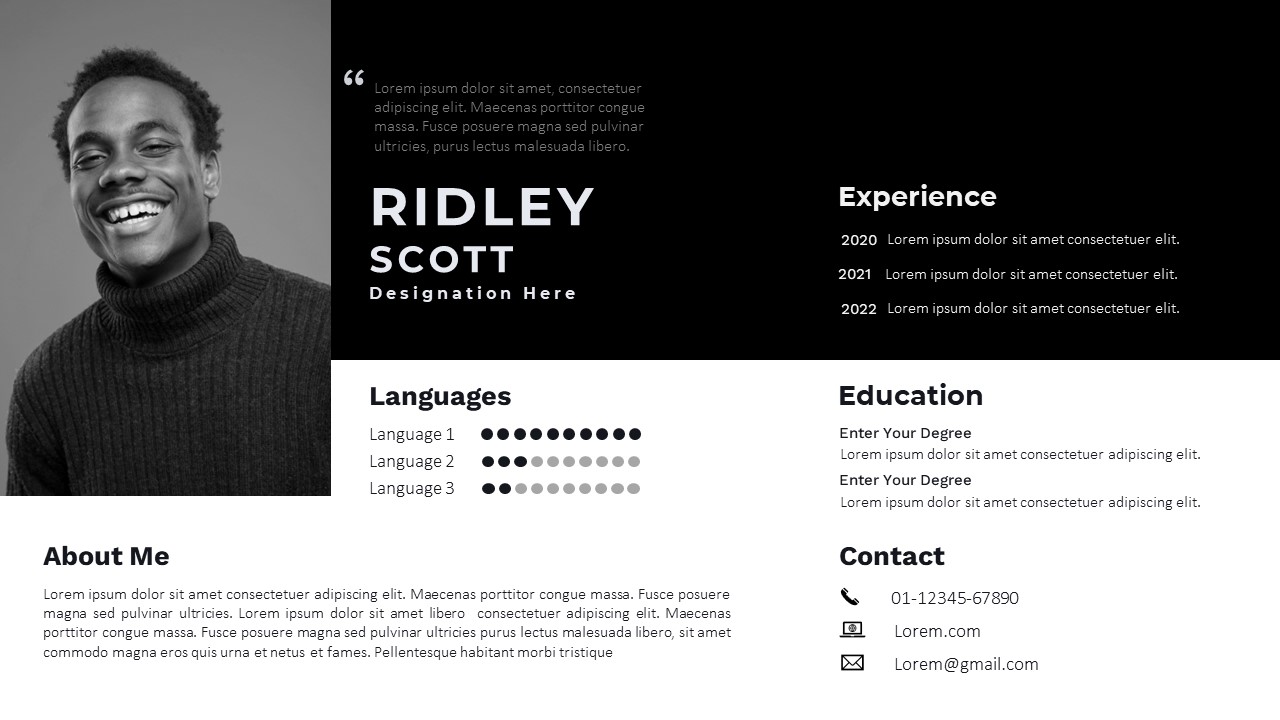 Modern Professional Google Slides and Power Point Resume Template