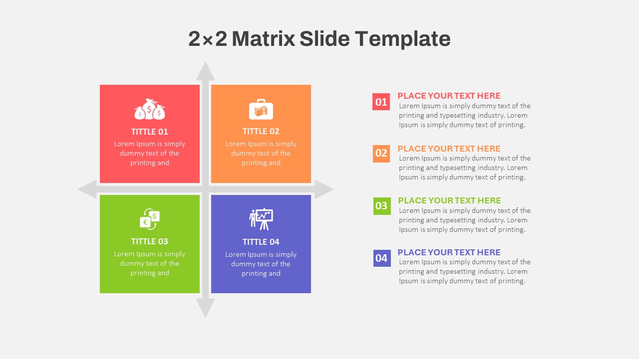 Editable 2 X 2 Matrix PowerPoint Template