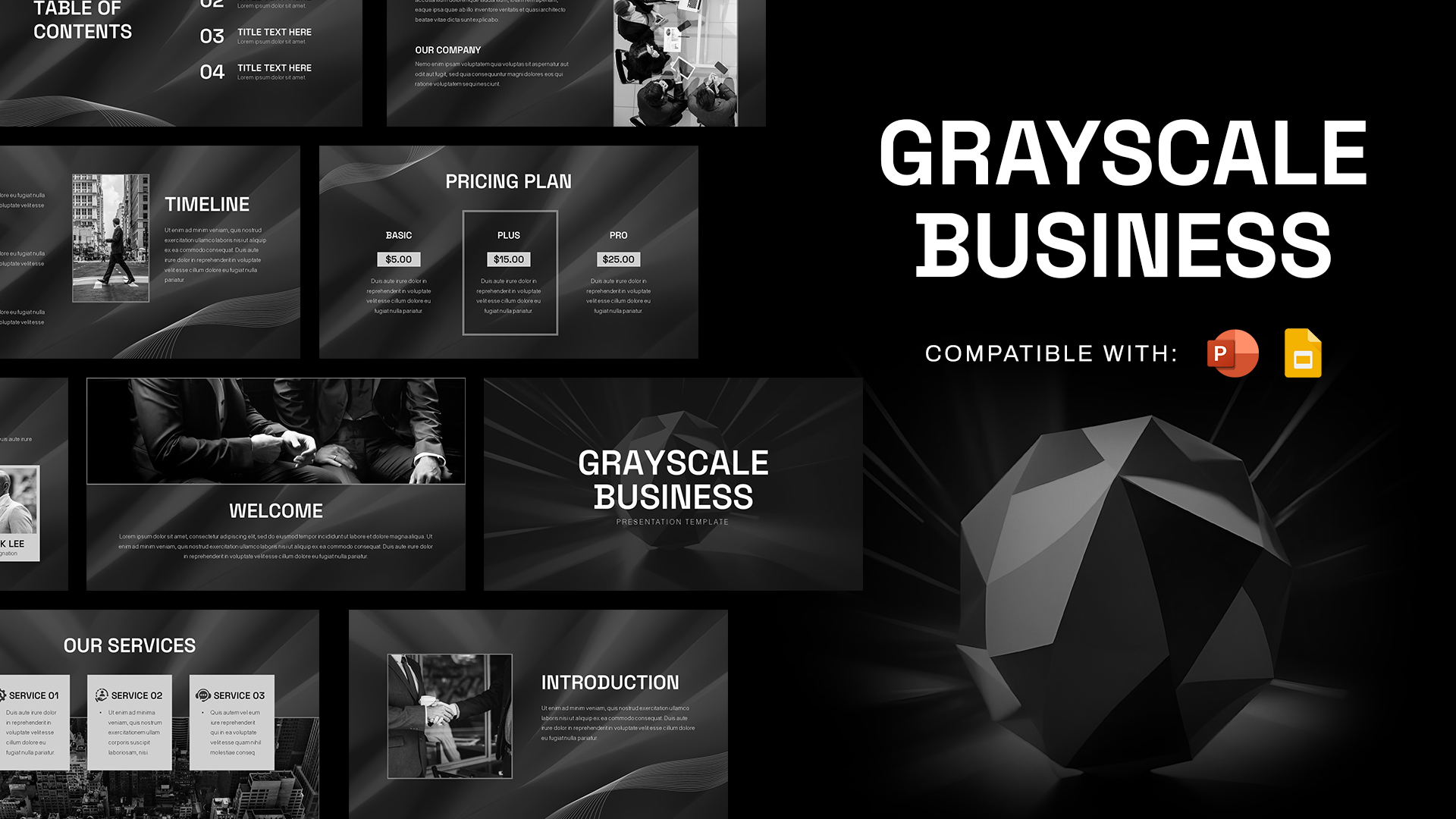 Grayscale Business Presentation Template