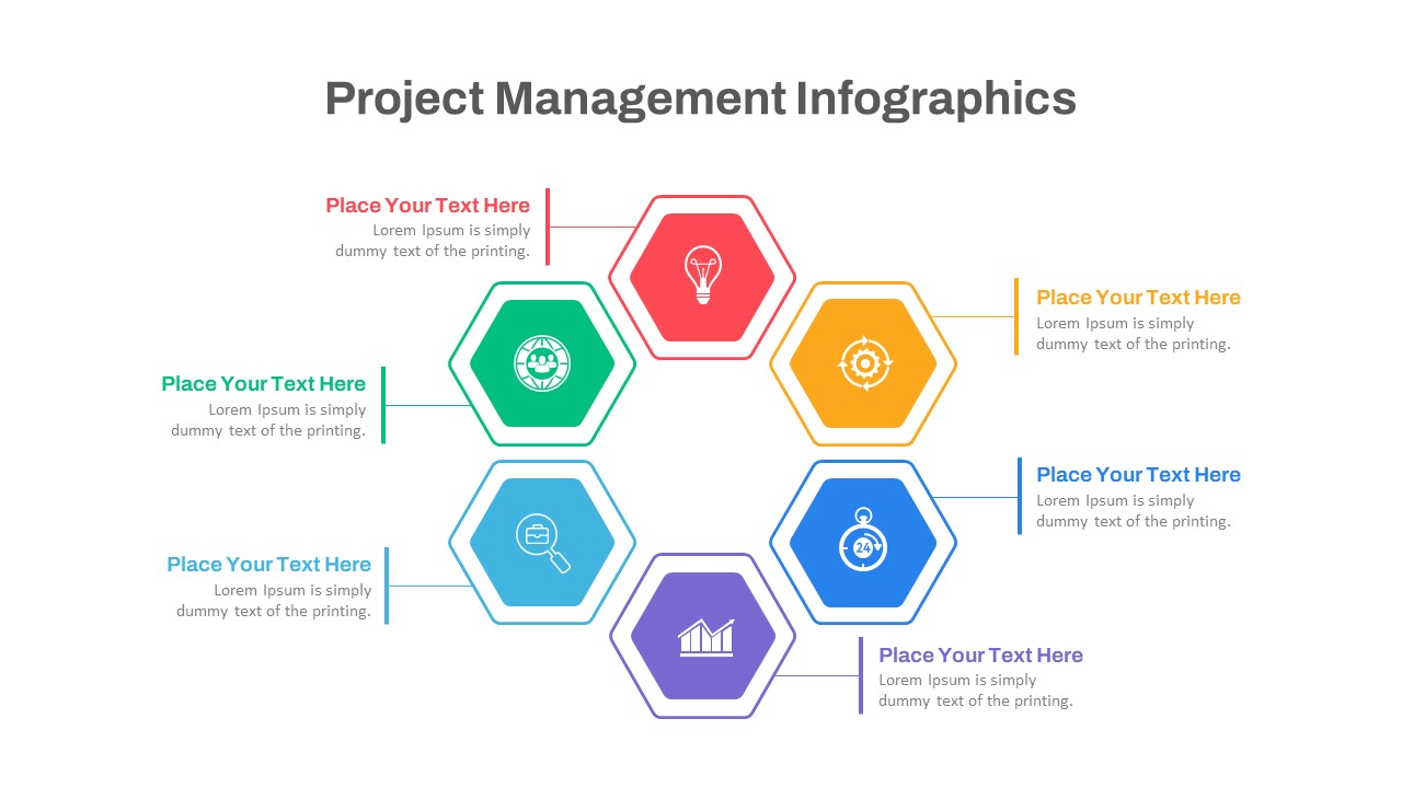 Hexagonal Shape Project Management Presentation Slides