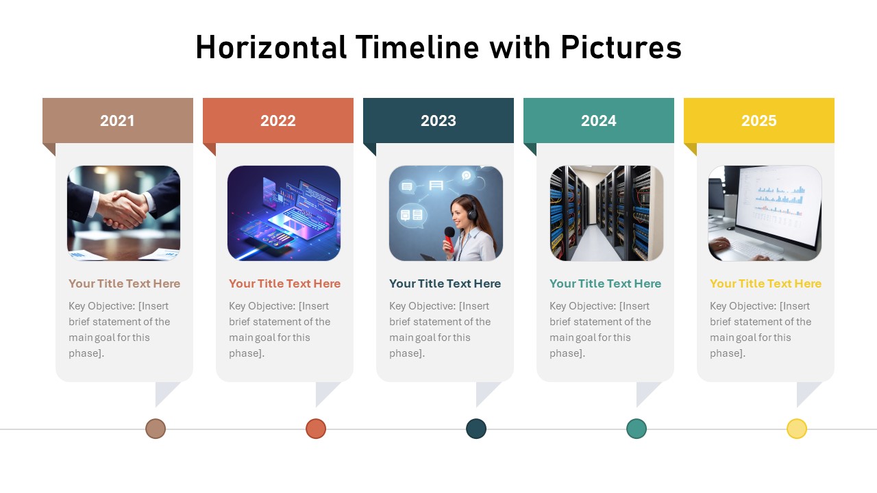 Horizontal Timeline with Pictures PowerPoint Template