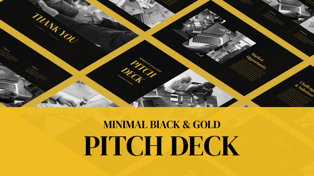 Minimal Black And Gold PowerPoint Templates Cover