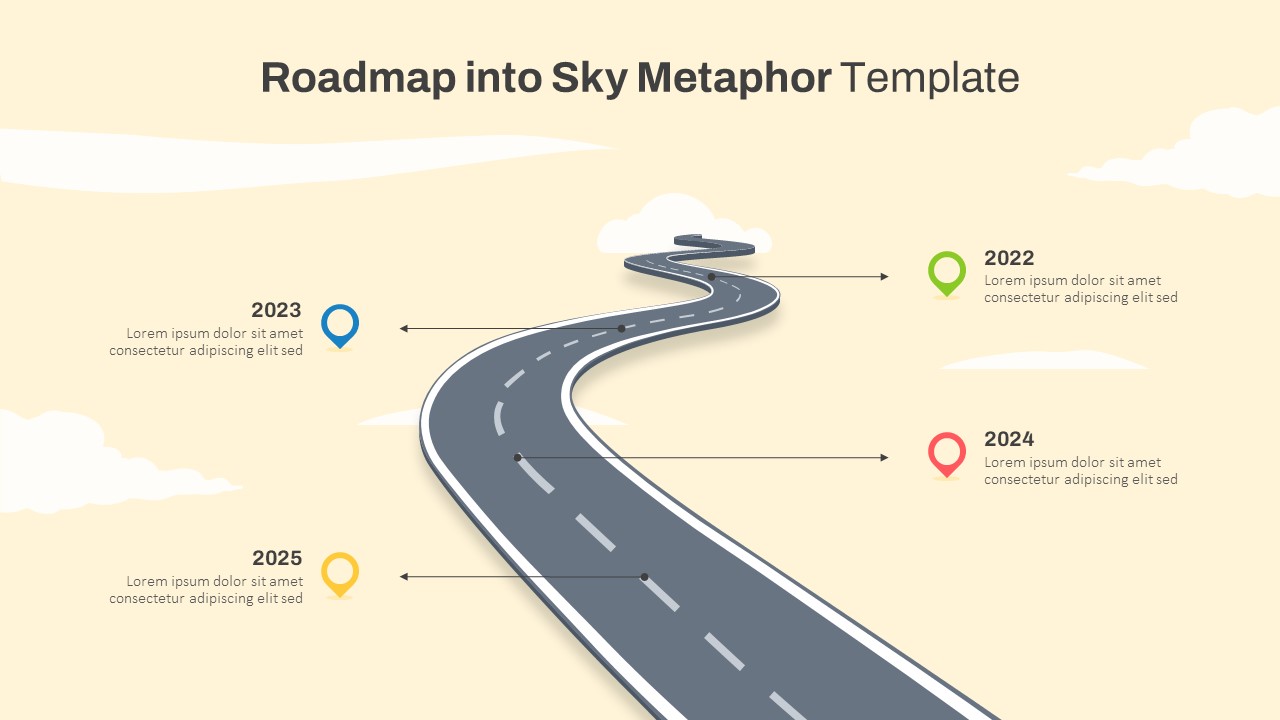 Roadmap into Sky Metaphor Template for PowerPoint