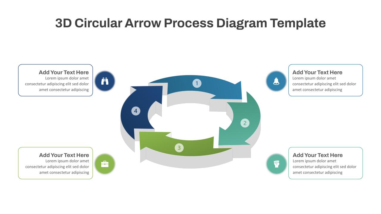 3D Circular Arrow Process Diagram PowerPoint Template