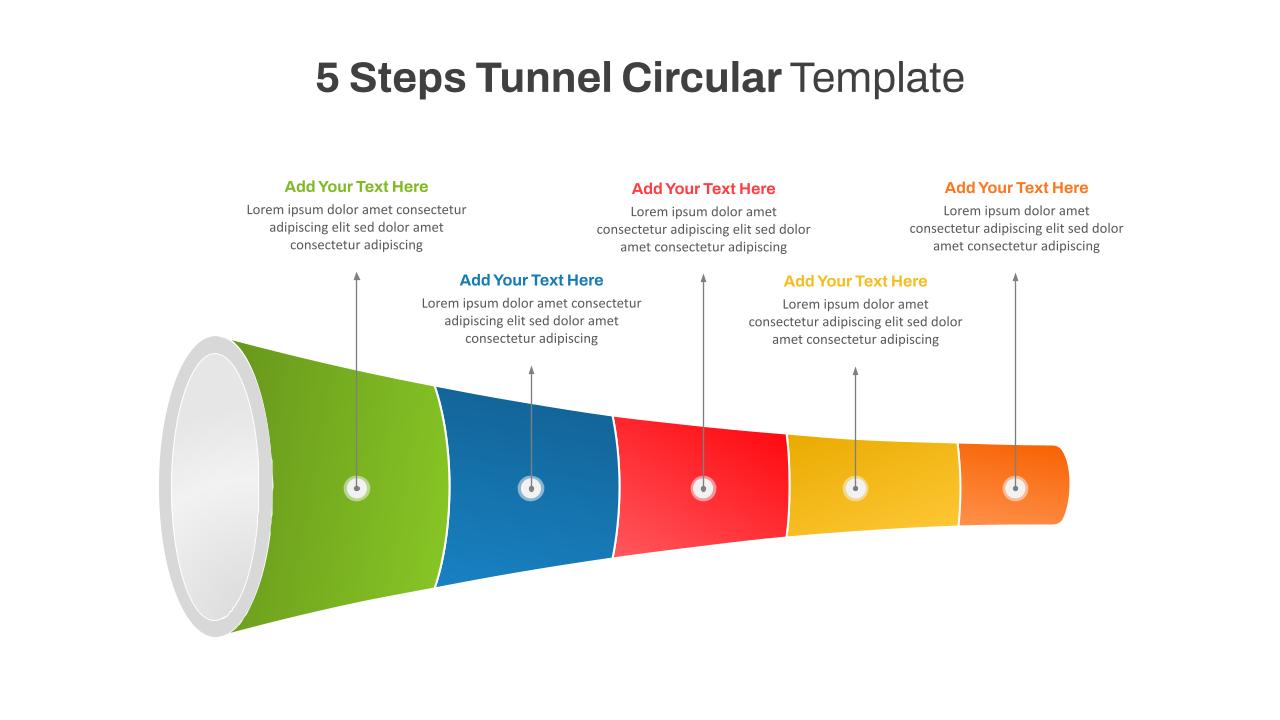 5 Step Tunnel Circular Process PowerPoint Template