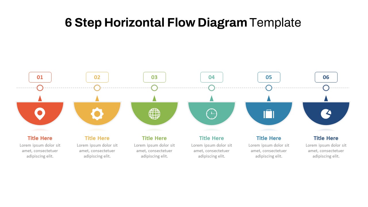 6 Step Horizontal Flow Diagram In PowerPoint