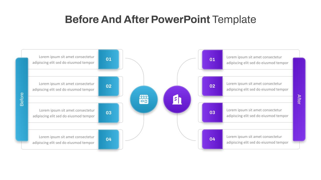 Before And After PowerPoint Template For Comparison