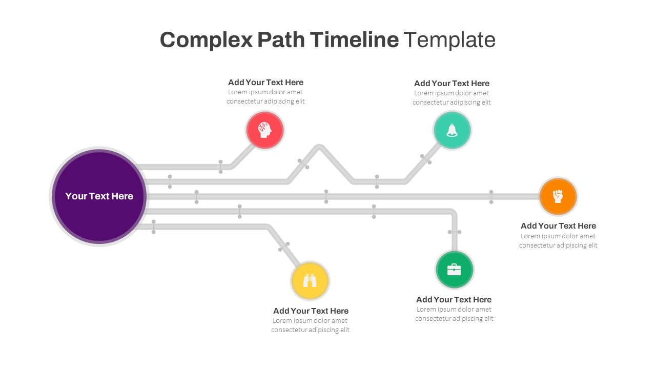 Editable Complex Path Timeline Template For PowerPoint