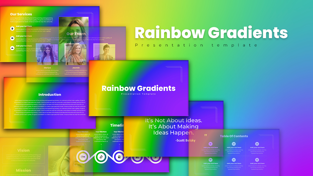 Free Rainbow Gradient PowerPoint Template Cover