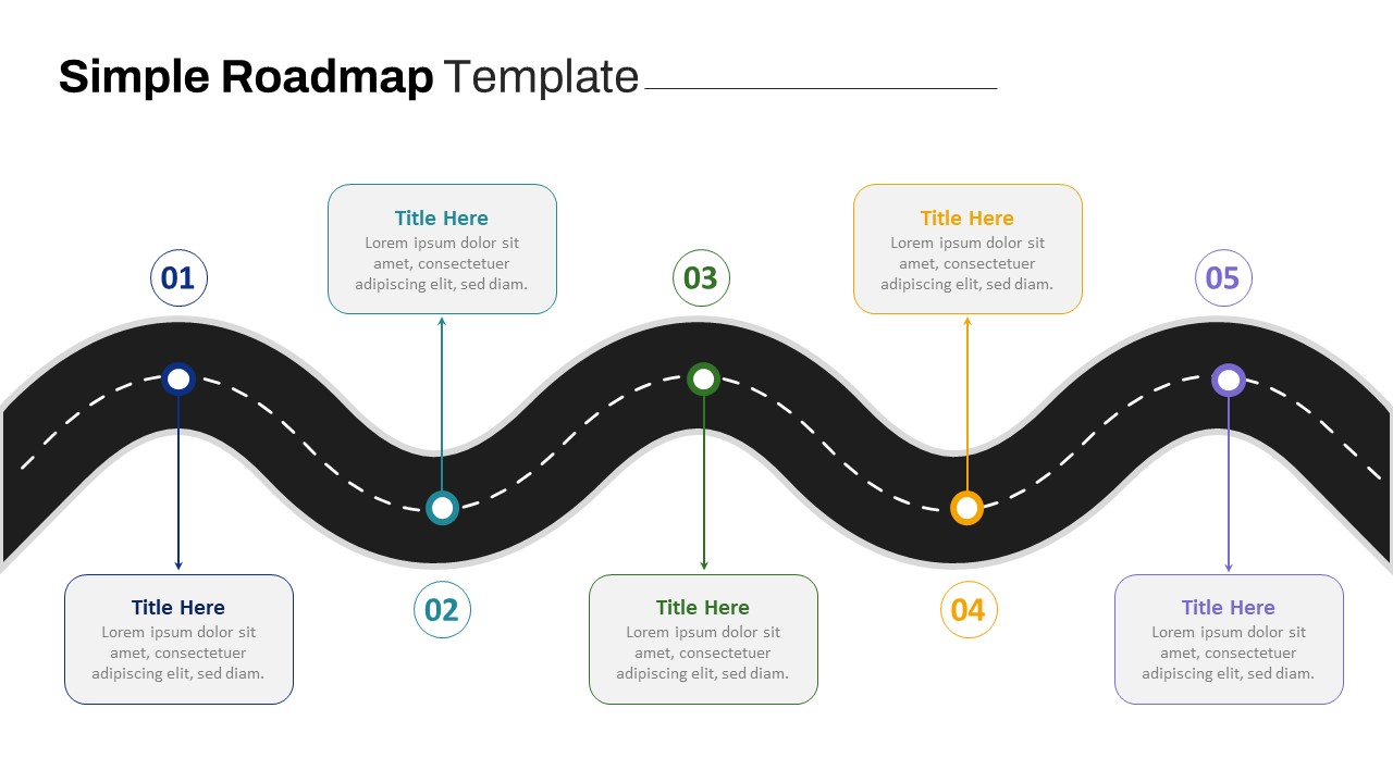 Free Simple PowerPoint Roadmap Template For Presentation